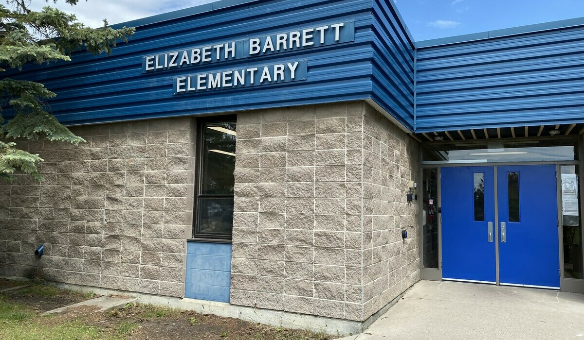 Front entrance to Elizabeth Barrett Elementary School